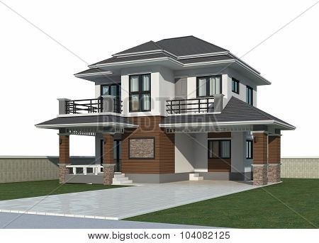 3d render of tropical house