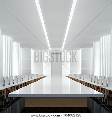 3D illustration of fashion empty runway. before a fashion show
