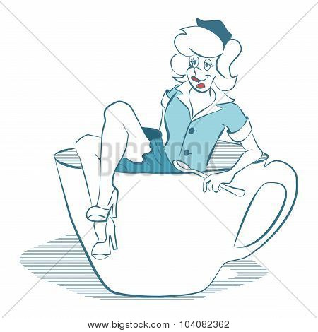 Girl in coffee cup