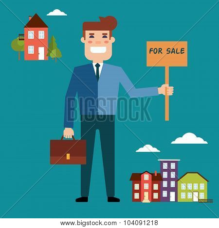 Agent for the sale of real estate or a home buyer holding a port
