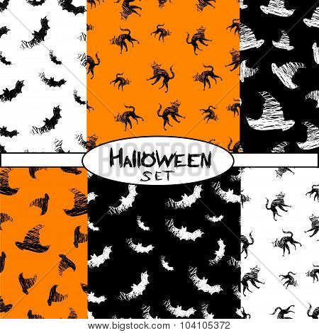 Halloween Icons Seamless Pattern From Animals, Hat