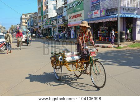 People And Vehicles On The Streets In Mandalay