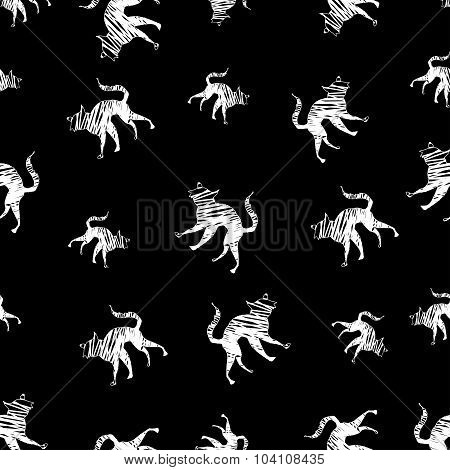 Halloween Icons Seamless Of Cat. Vector