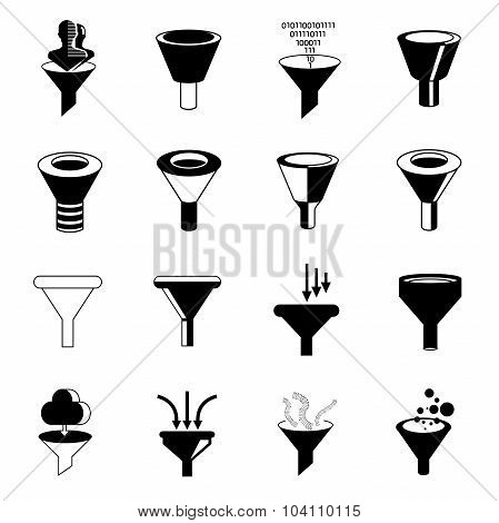 data filter icons, funnel  icons