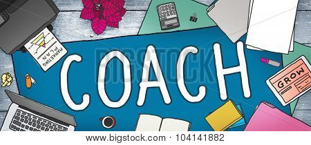 Coach Coaching Guide Instructor Leader Manager Tutor Concept