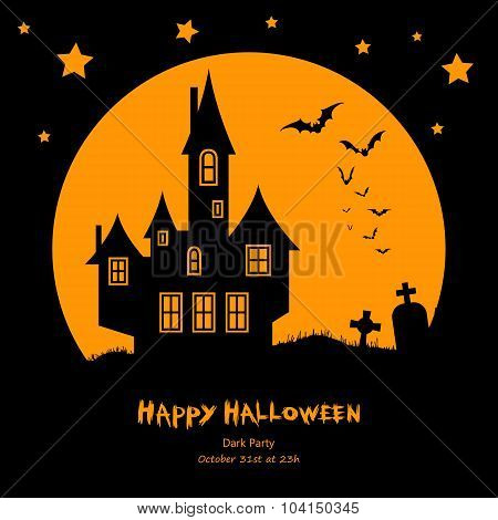 Halloween Vector Background With Full Moon