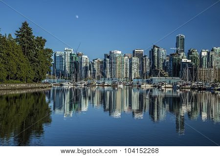 Cith of Vancouver when viewed from Stanley Park in BC.