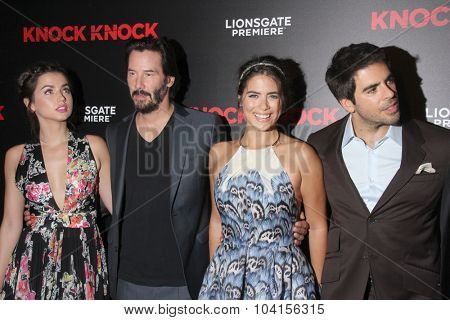 LOS ANGELES - OCT 7:  Ana de Armas, Keanu Reeves, Lorenza Izzo, Eli Roth at the 
