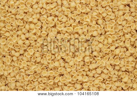 dry uncooked conchiglie pasta texture background