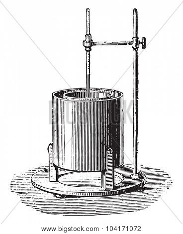 Black calorimeter, vintage engraved illustration. Industrial encyclopedia E.-O. Lami - 1875.