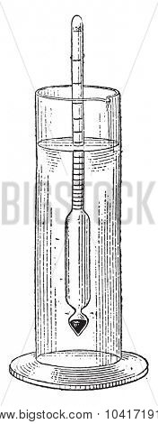 Hydrometer, vintage engraved illustration. Dictionary of words and things - Larive and Fleury - 1895.