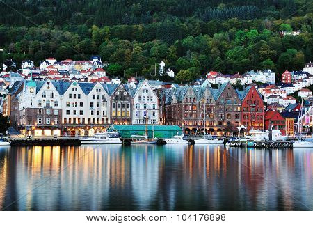 Colorful wooden house in Bergen, Norway