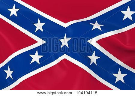 Waving Flag Of The Confederacy - 3D Render Of The Confederate Flag With Silky Texture