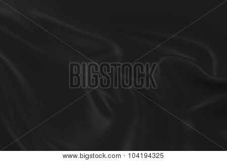 Waving Black Flag - 3D Render Of A Black Flag With Silky Texture
