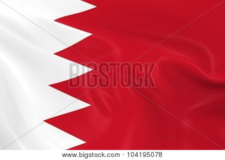 Waving Flag Of Bahrain - 3D Render Of The Bahraini Flag With Silky Texture