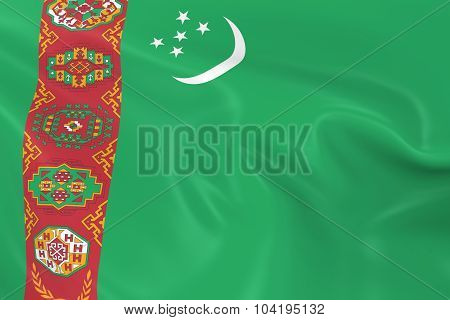 Waving Flag Of Turkmenistan - 3D Render Of The Turkmenistani Flag With Silky Texture