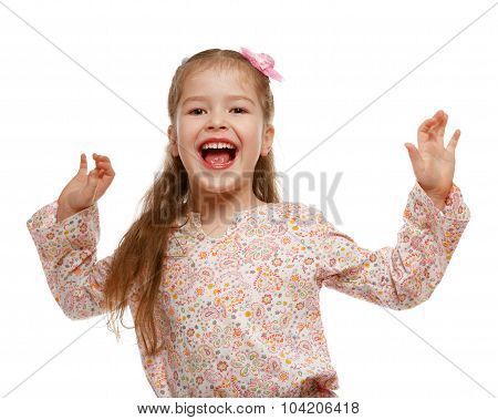 Little Girl On The Move. Cheerful, Positive.