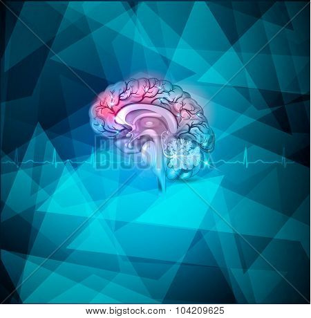 Human Brain Treatment Abstract Light Blue Background