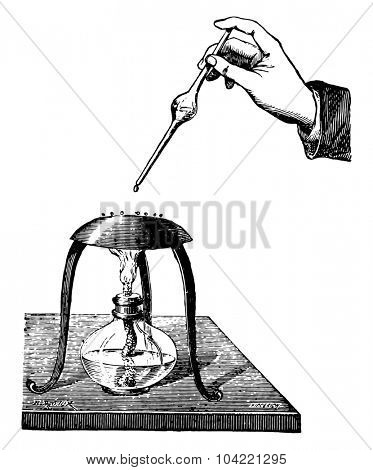 Experience the spheroidal state of the water, vintage engraved illustration. Industrial encyclopedia E.-O. Lami - 1875.