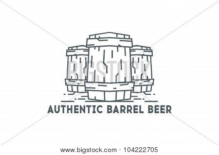Vintage retro line badge logo design. Beer.