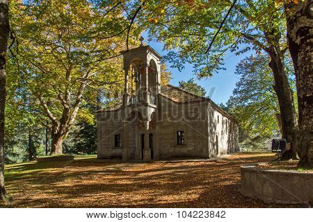 Church and Park in Town of Metsovo, Epirus