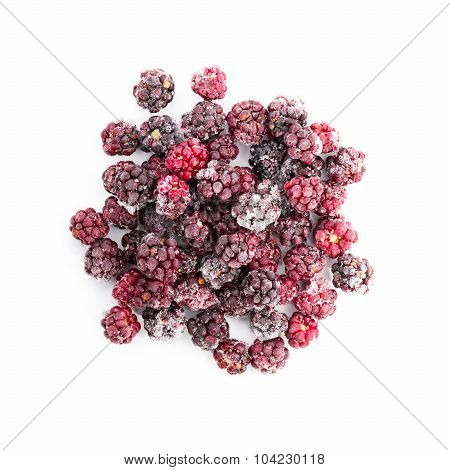 Frozen Dewberries Isolared On White Background