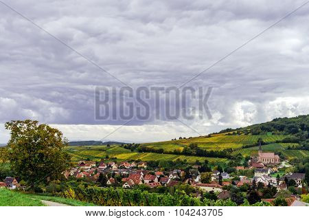 Beautiful Colorized Autumn Hills In Alsace