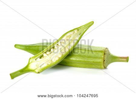Okra On White Background.
