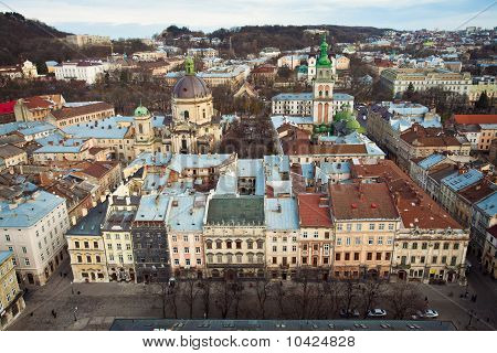Panoramatický pohled město Lvov
