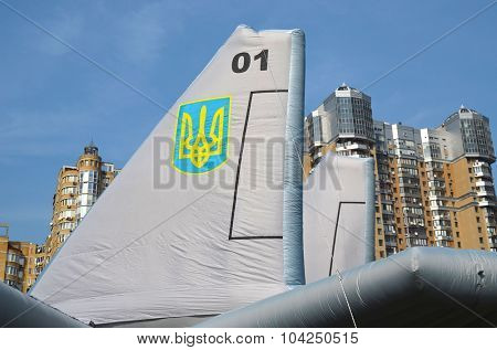 KIEV, UKRAINE - September 23, 2015: Ukrainian military jet imitation.Balloon