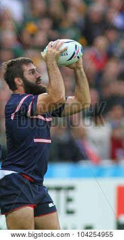 LONDON, ENGLAND - OCTOBER 07 2015: The 2015 Rugby World Cup Pool B match between South Africa and USA at The Olympic Stadium on October 7, 2015 in London, United Kingdom 