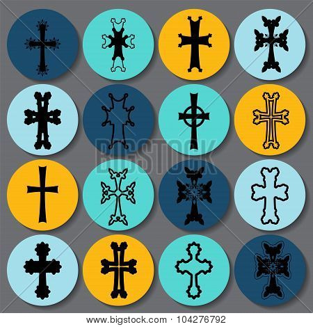 Set Of Crosses. Armenian Cross. Stock Vector