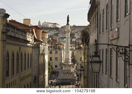 Pedro Iv Column In Rossio Square