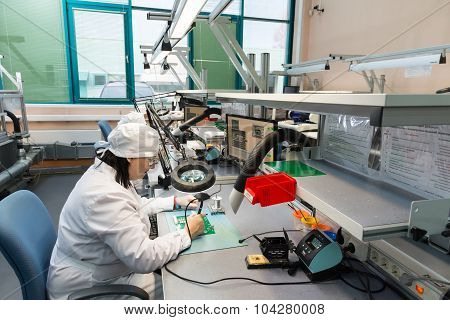 Production of electronic components  at high-tech factory
