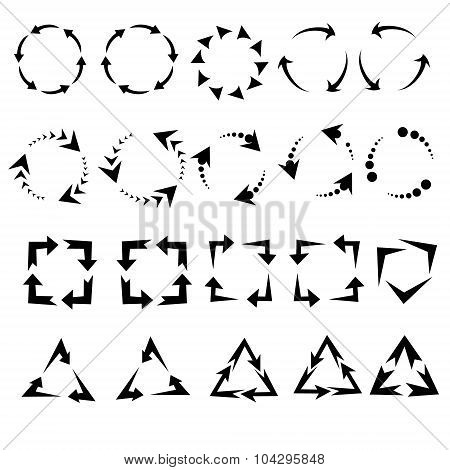circle arrows icon pictogram refresh reload rotation loop signs of recycling. vector set