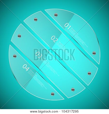 Glass Circle Divided To Four Separate Parts On Blue