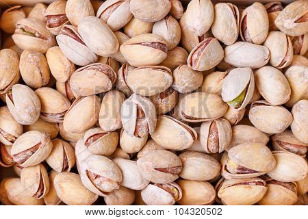 Pistachio nuts in a shell, salty, roasted