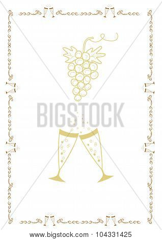 Bunch of grapes and wine glasses original frame