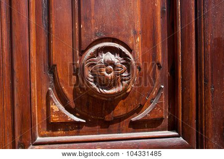 Old Wooden Flower Detail On A Door