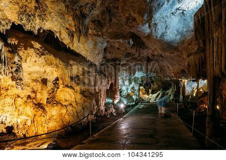 Different rock formations in the Nerja Caves - Cuevas de Nerja.