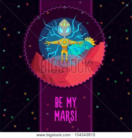 Space Vector Illustration In Style Flat About Alien In The Universe