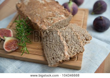 Home made fresh bread with rosemary and figs