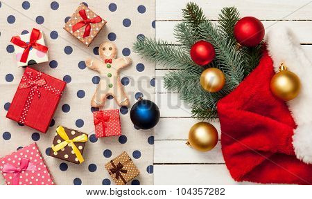 Gift Box And Babules With Hat