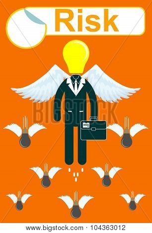 Business Man on a Wire. Risk Management Concept