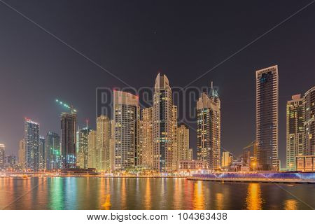 Dubai - JANUARY 10, 2015: Marina district on January 10 in UAE, Dubai. Marina district is popular residential area in Dubai