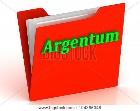 Argentum- Bright Green Letters On A Gold Folder