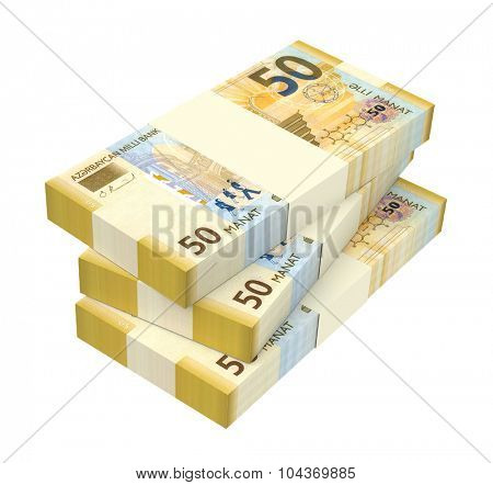 Azerbaijan manat isolated on white background. Computer generated 3D photo rendering.