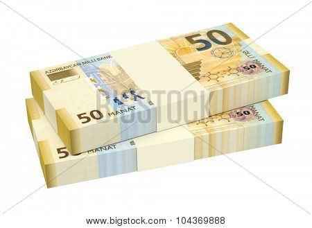 Azerbaijan manat isolated on white background. Computer generated 3D photo rendering.
