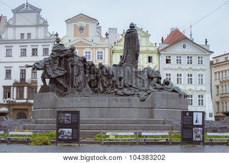 Old Town Square, monument of Jan Hus, Prague