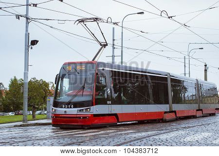 High-tech trams Skoda in Prague